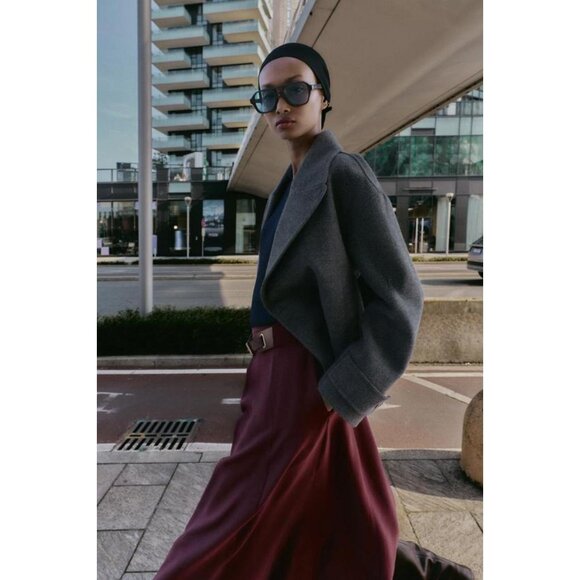 ZARA BELTED MIDI A-LINE SKIRT - Picture 4 of 7